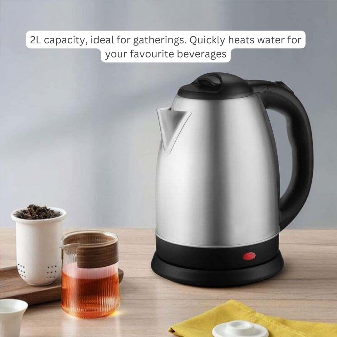 Electric 2L Hot Water Kettle & Coffee Beans Grinder Combo Pack