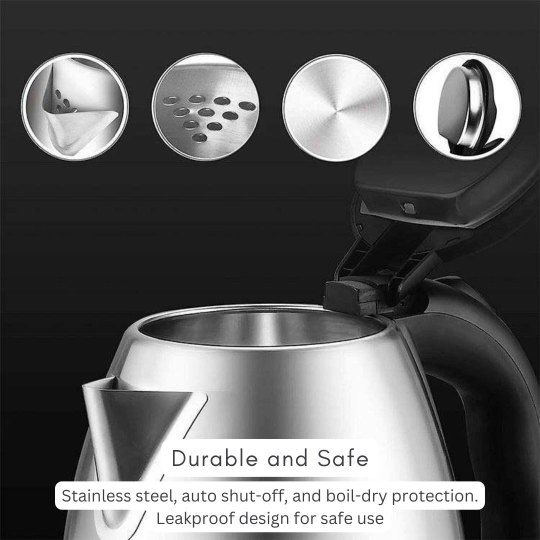 Electric 2L Hot Water Kettle & Coffee Beans Grinder Combo Pack