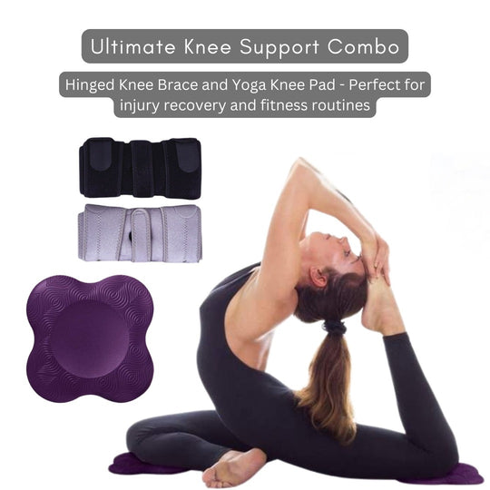 Adjustable Knee Brace Wraps Hinged Nylon & Yoga Knee Pad Cushion Combo Pack(Bulk 3 Sets)