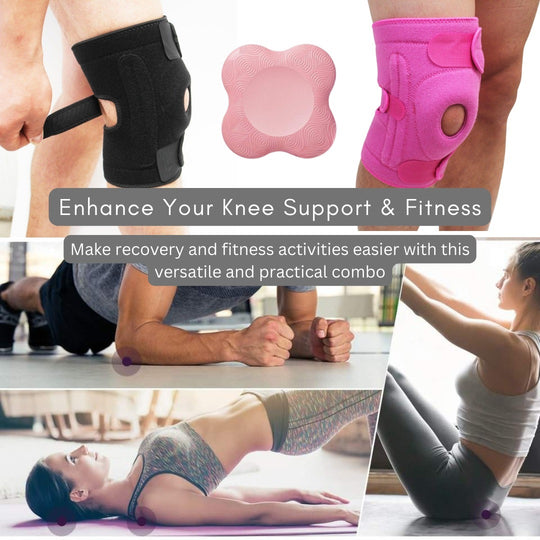 Adjustable Knee Brace Wraps Hinged Nylon & Yoga Knee Pad Cushion Combo Pack(Bulk 3 Sets)