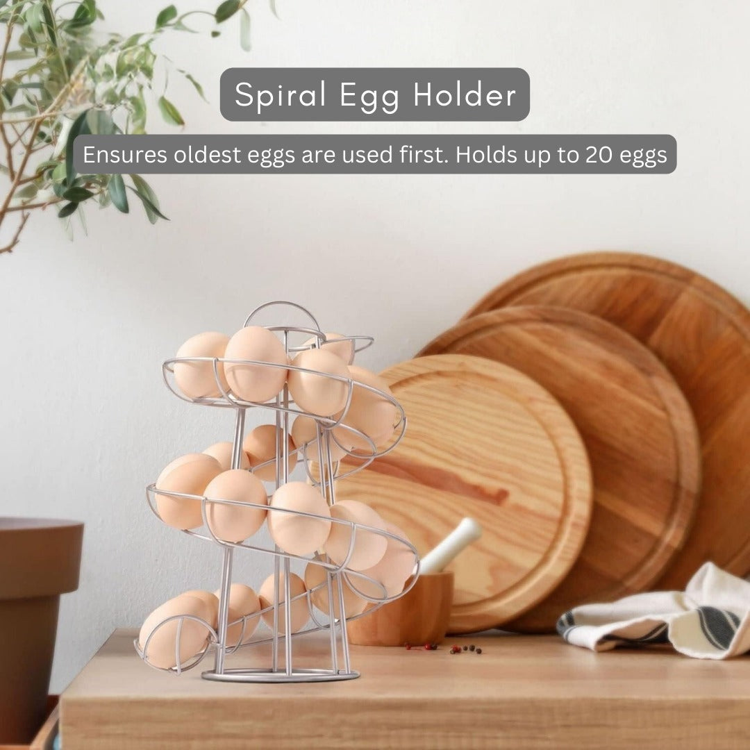 Eggs Dispenser Stand, Storage Rack &  Steel Air Fryer Accessories Combo Pack