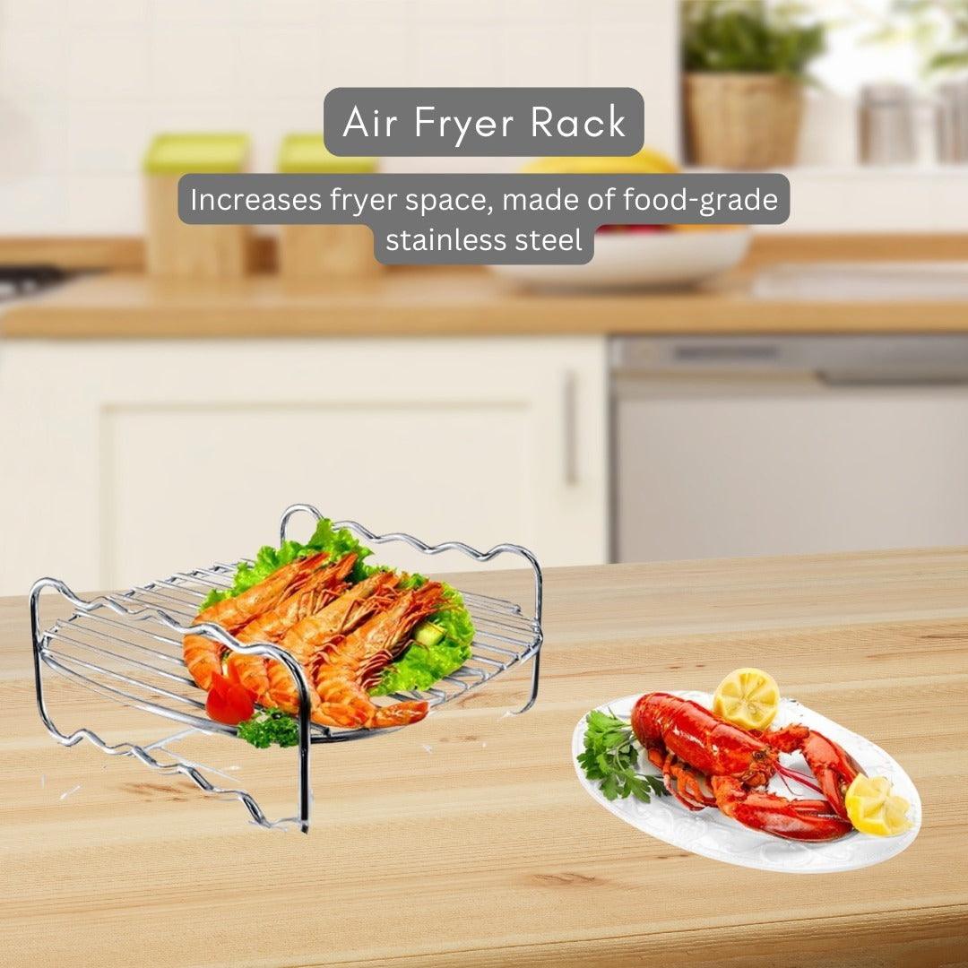 Eggs Dispenser Stand, Storage Rack &  Steel Air Fryer Accessories Combo Pack