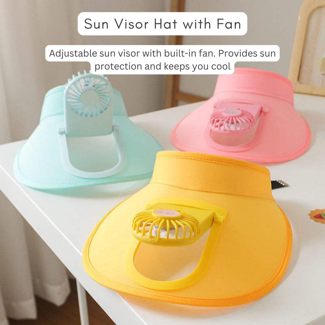 Sun Visor Hats with Fan & Bubble Gun for Toddlers Combo Pack