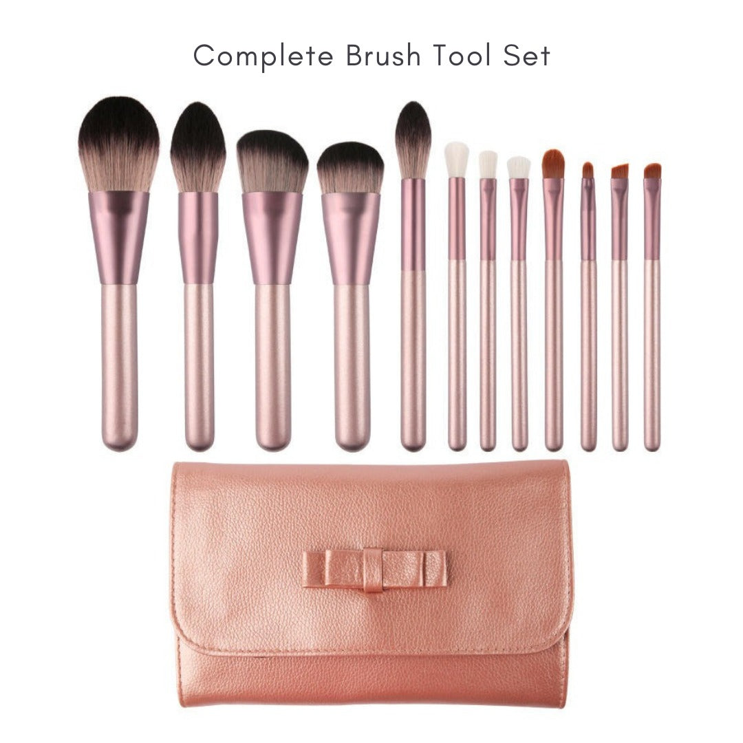 12 Piece Makeup Brush Set With Case & 4 pcs Acne Blackhead Removal Needles Pack(Bulk 3 Sets)