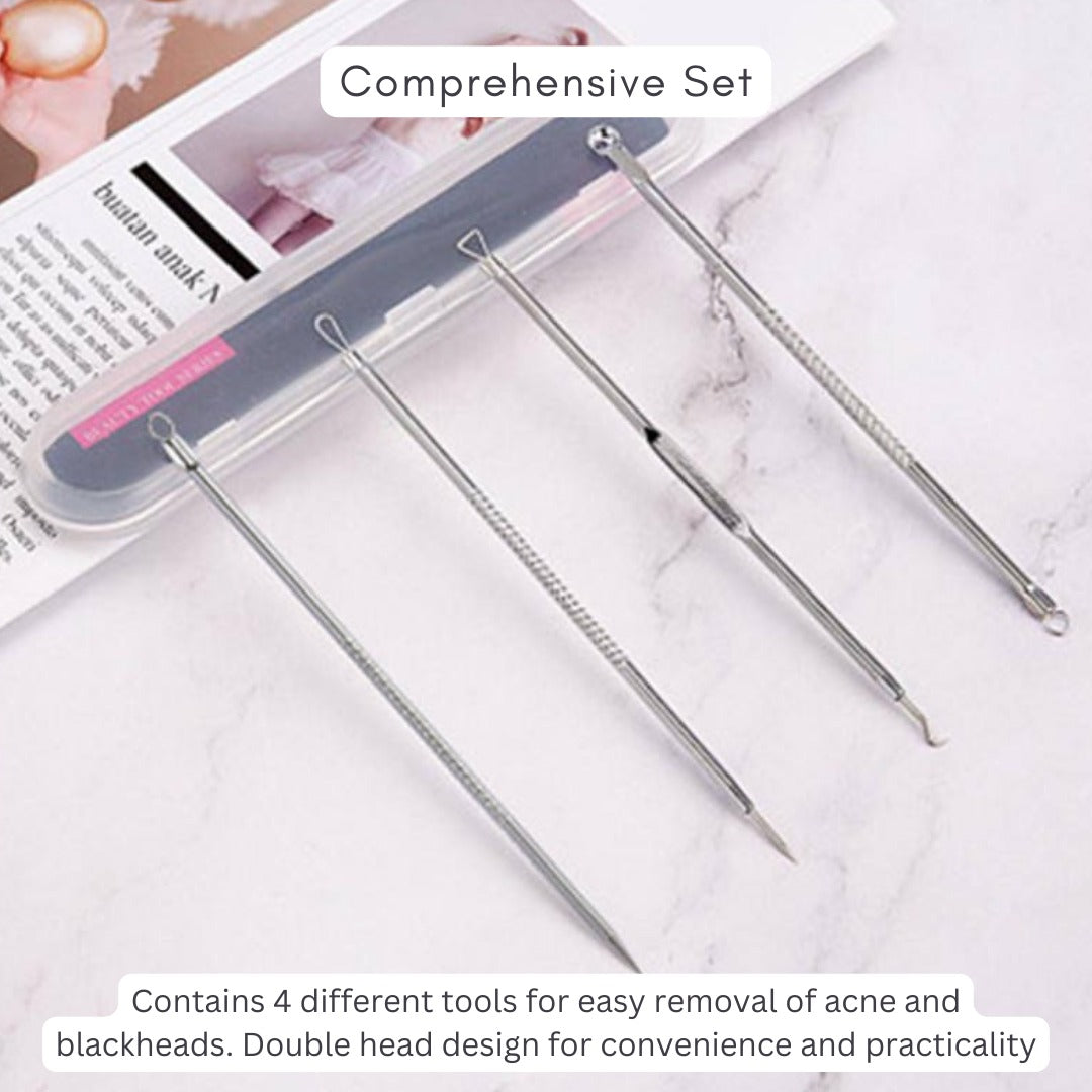 12 Piece Makeup Brush Set With Case & 4 pcs Acne Blackhead Removal Needles Pack