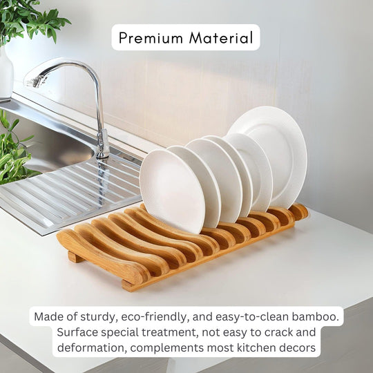 Bamboo Dish Drying Rack & Double Layer Kitchen Dishes Storage Drain Rack Pack(Bulk 3 Sets)