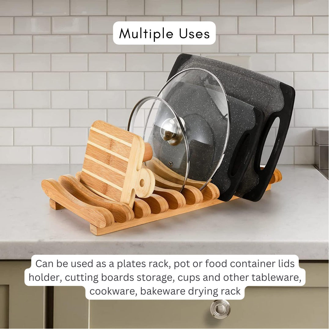 Bamboo Dish Drying Rack & Double Layer Kitchen Dishes Storage Drain Rack Pack