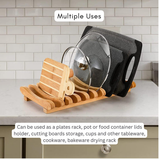 Bamboo Dish Drying Rack & Double Layer Kitchen Dishes Storage Drain Rack Pack