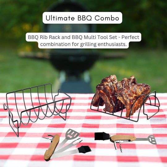 BBQ Rib Rack Non Stick & BBQ Tool Set 5 in 1 Multifunction Spatula Pack(10 Pack)