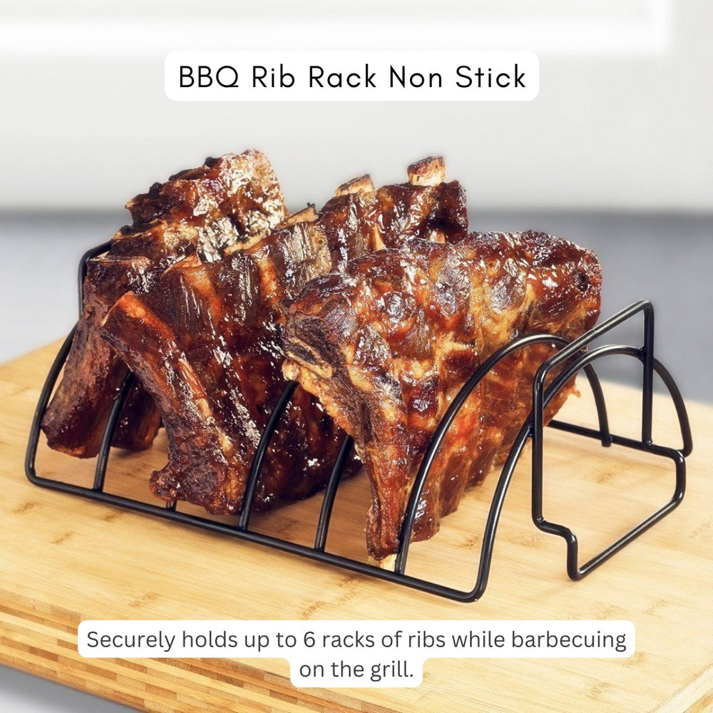 BBQ Rib Rack Non Stick & BBQ Tool Set 5 in 1 Multifunction Spatula Pack