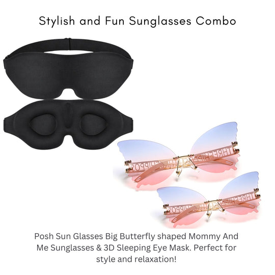 Sun Glasses Big Butterfly shaped & 3D Sleeping Eye Mask Pack(Bulk 3 Sets)