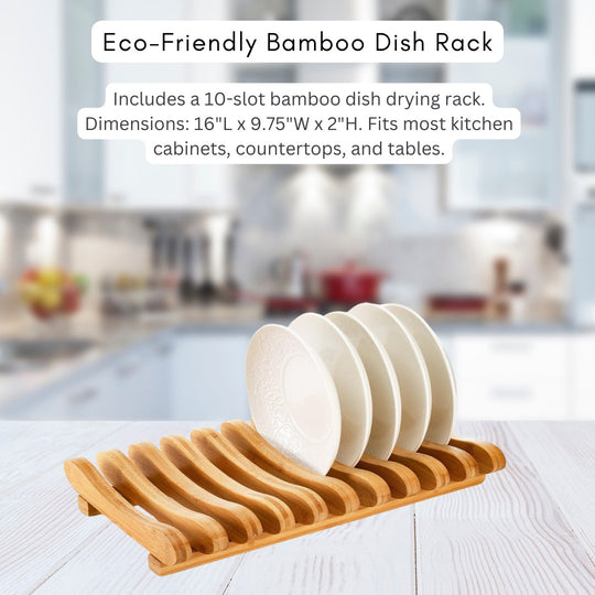 Bamboo Dish Drying Rack & Dishwashing Soap Sink Dispenser Pack