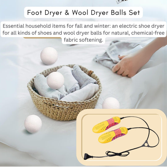 Electric Foot Dryer,Shoe Dryer & Wool Dryer Balls 6 Pack Laundry Pack(Bulk 3 Sets)