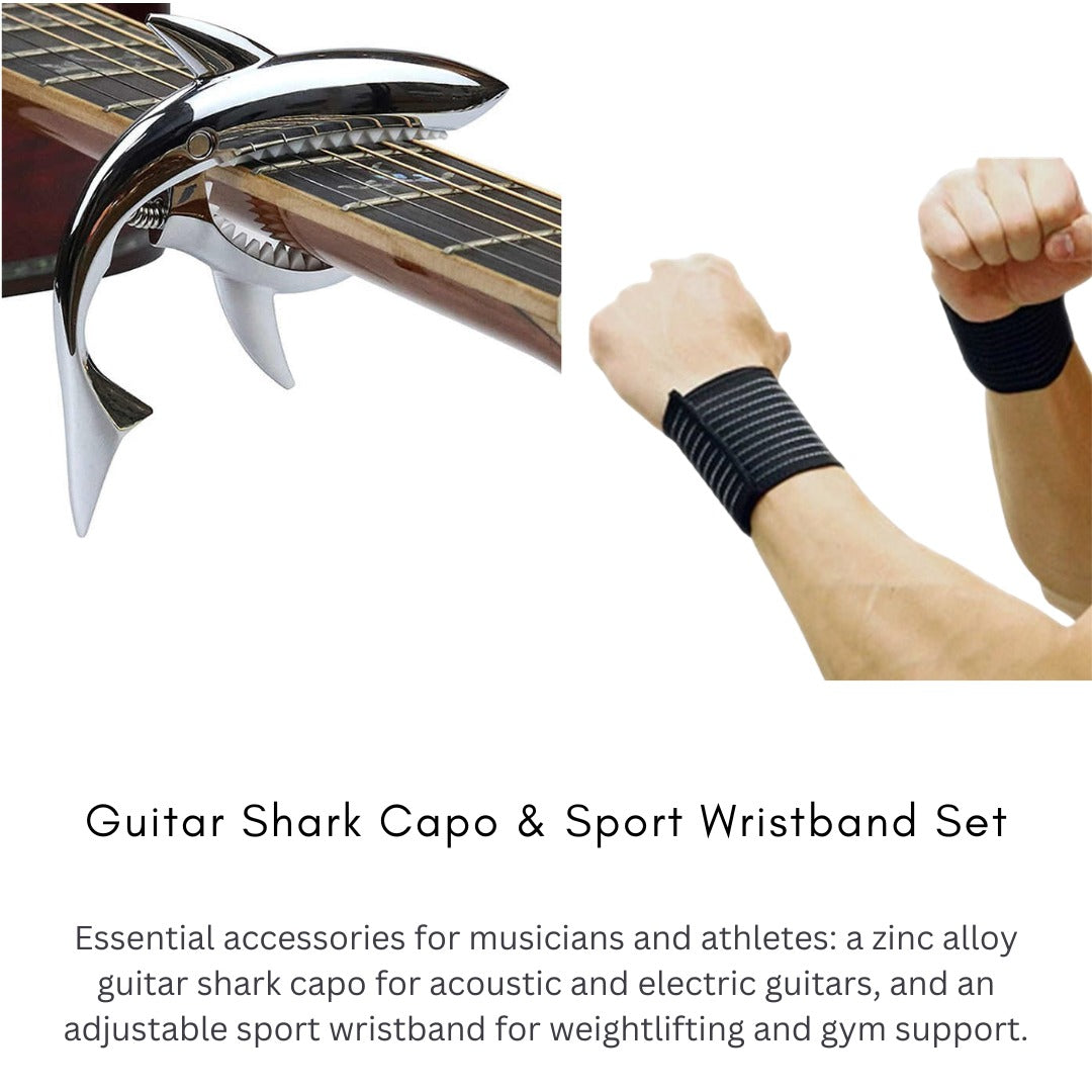 Shark Capo Electric Guitar & Adjustable Sport Wristband Pack (Bulk 3 Sets)