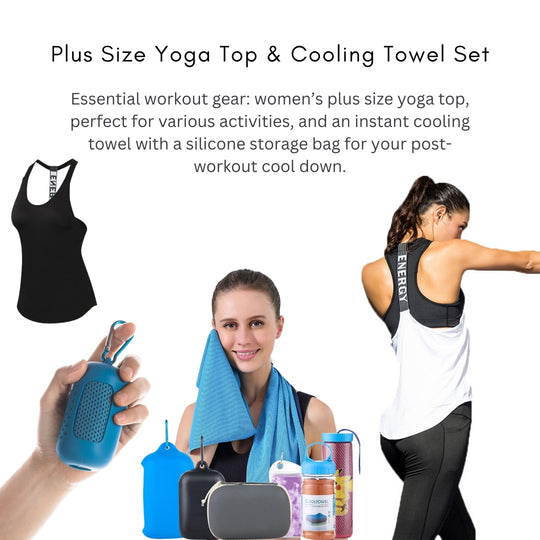 Women plus size Yoga Top & Yoga Towel with Silicone Storage Bag Pack(10 Pack)