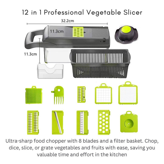 Vegetable Slicer for Kitchen 12 in 1 & Semi-Automatic Eggbeater Pack(10 Pack)