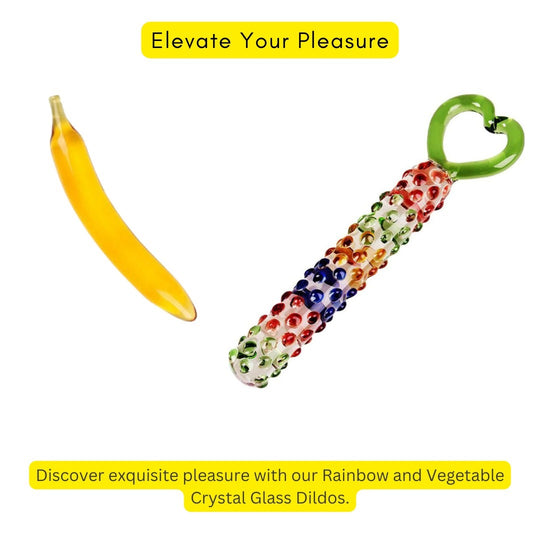 Rainbow women Dildo for fun & Vegetable Crystal Glass Dildo Pack