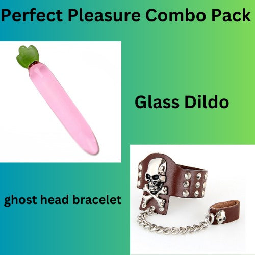 Vegetable Crystal Glass Dildo & ghost head leather bracelet Pack(10 Pack)