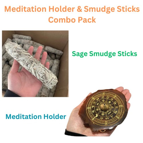 Meditation Insense Holder & White Sage Smudge Sticks Pack(10 Pack)