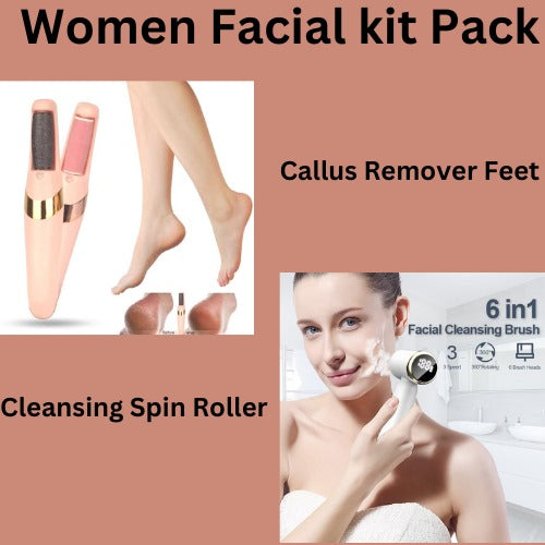 Facial Cleansing Spin Roller & Electric Callus Remover Feet Pack(10 Pack)