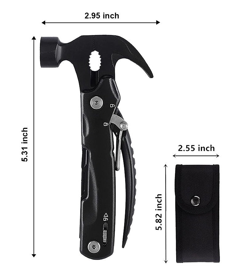 Aluminum D Key Rings Hiking Clips & All In One Multitool Survival Hammer Pack