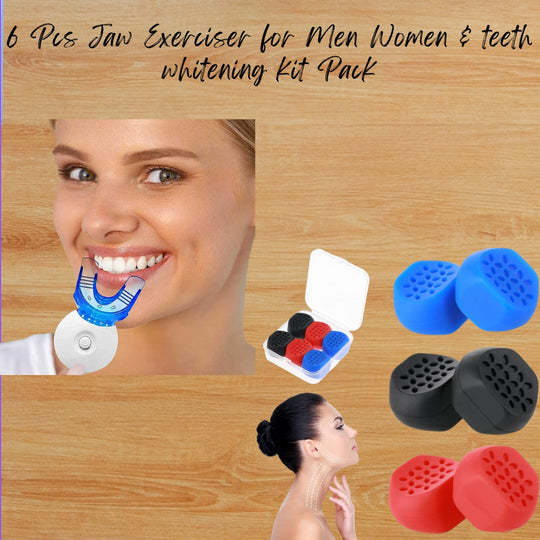 6 Pcs Jaw Exerciser for Men Women & teeth whitening kit Pack(Bulk 3 Sets)