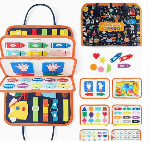 Educational Felt Busy Book Kids Sensory Montessori Travel Toy Felt Study Activity Board Felt Busy Board for Kids (10 Pack)