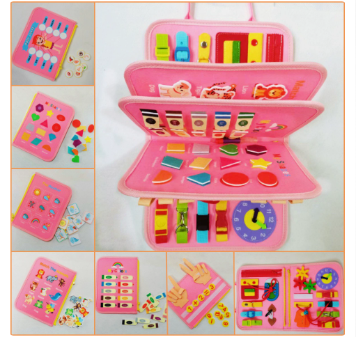 Educational Felt Busy Book Kids Sensory Montessori Travel Toy Felt Study Activity Board Felt Busy Board for Kids (10 Pack)