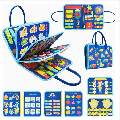 Educational Felt Busy Book Kids Sensory Montessori Travel Toy Felt Study Activity Board Felt Busy Board for Kids (10 Pack)