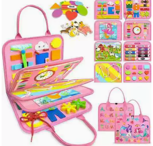 Educational Felt Busy Book Kids Sensory Montessori Travel Toy Felt Study Activity Board Felt Busy Board for Kids (10 Pack)