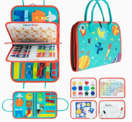 Educational Felt Busy Book Kids Sensory Montessori Travel Toy Felt Study Activity Board Felt Busy Board for Kids (10 Pack)
