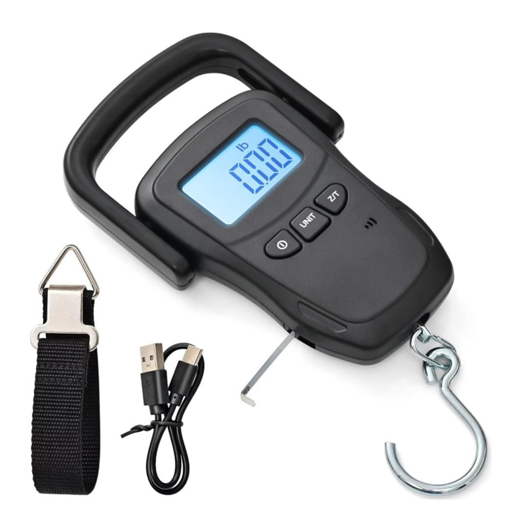 VIGOR digital fish scale with tape measure, strap and USB-C cable