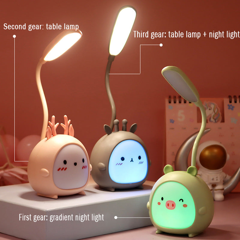 Desk Lamp, Portable LED Desk Lamps with Night Light,Rabbit Foldable USB Rechargeable Reading Light for Children Boys Girls