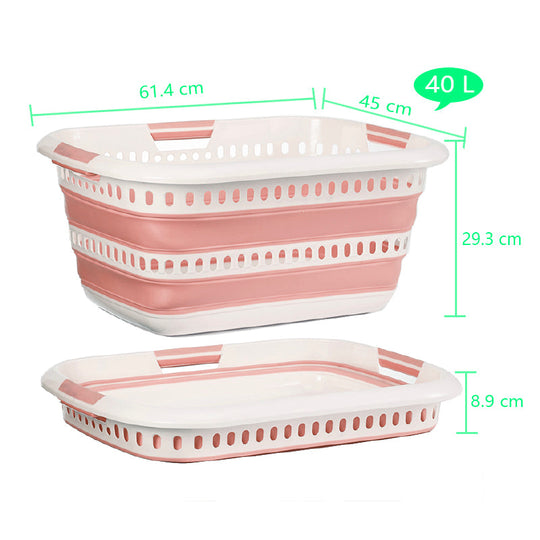 Perfect Space Saving Premium Quality Basket Collapsible Plastic Laundry Basket Pop Up Storage Organizer (Bulk 3 Sets)