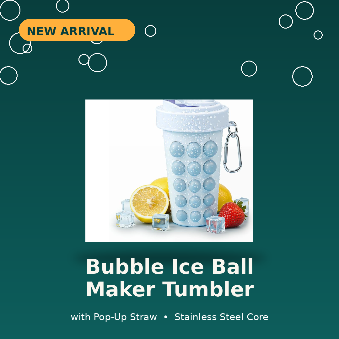 Bubble Ice Ball Maker Tumbler with Straw &amp; Carabiner (MOQ 10 Sets)