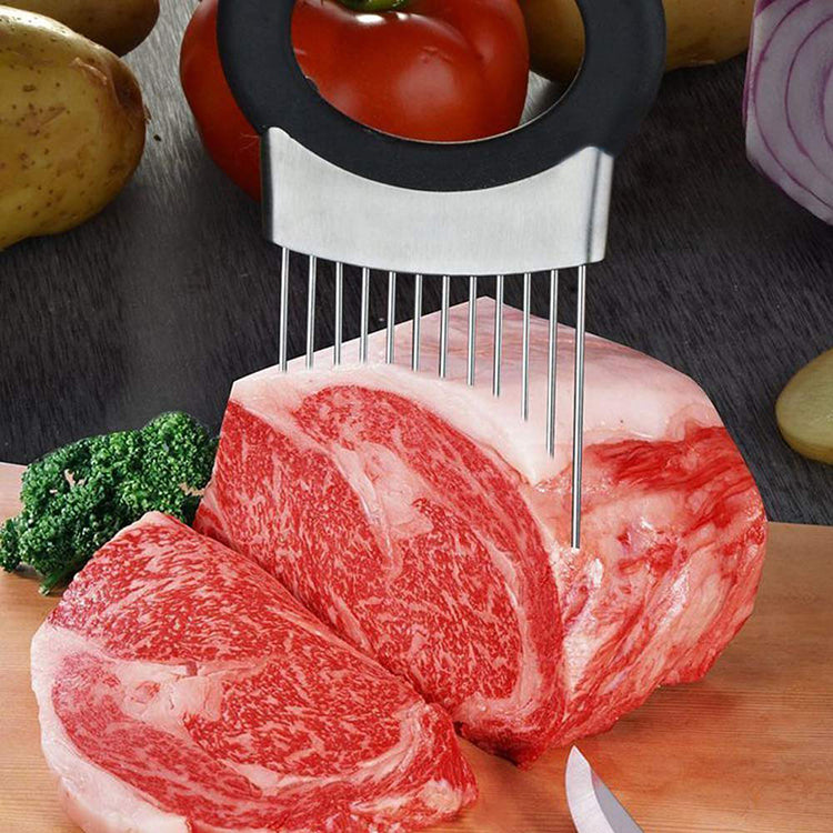 Onion Cutter Vegetable Chopper, Stainless Steel Tomato Potato Slicer, Meat Tenderizer Tool