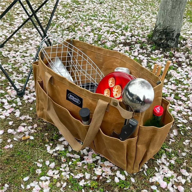 Canvas Waterproof Camping Storage Bag Organizers With Pockets