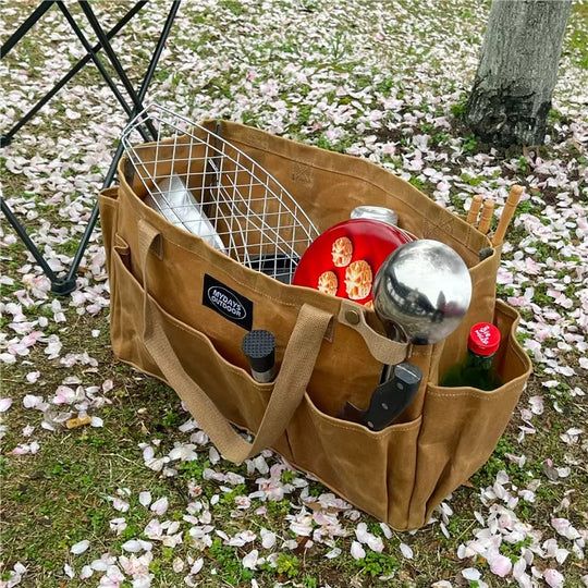 Canvas Waterproof Camping Storage Bag Organizers With Pockets