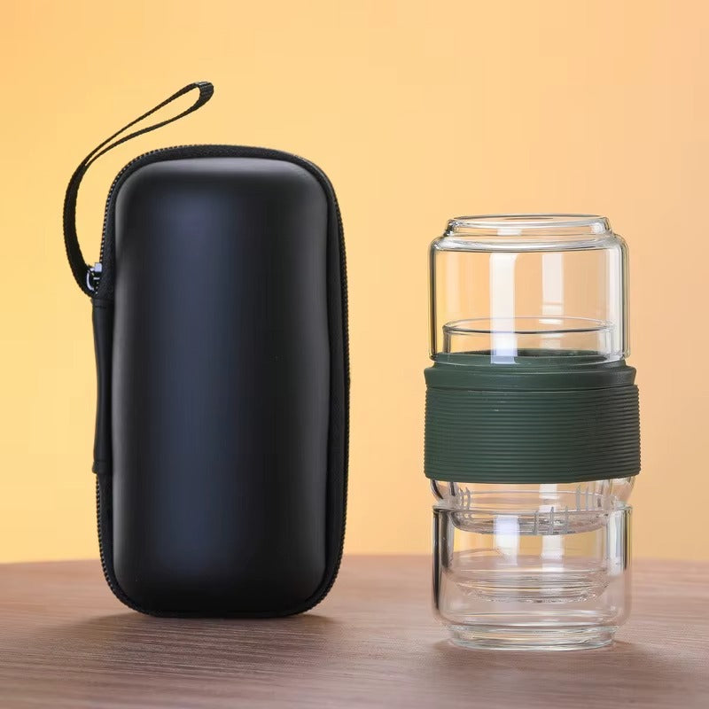 Portable Travel Tea Set with Carrying Case Glass Teapot and Infuser for Loose Leaf Tea (MOQ 10 Sets)