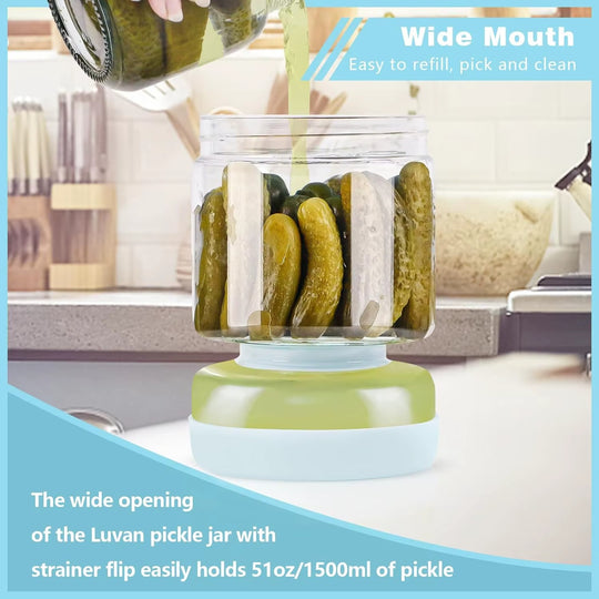 Glass Kraut Juice Separator Jar-Leakproof Airtight Lid, Hourglass Food Storage Flip Jar