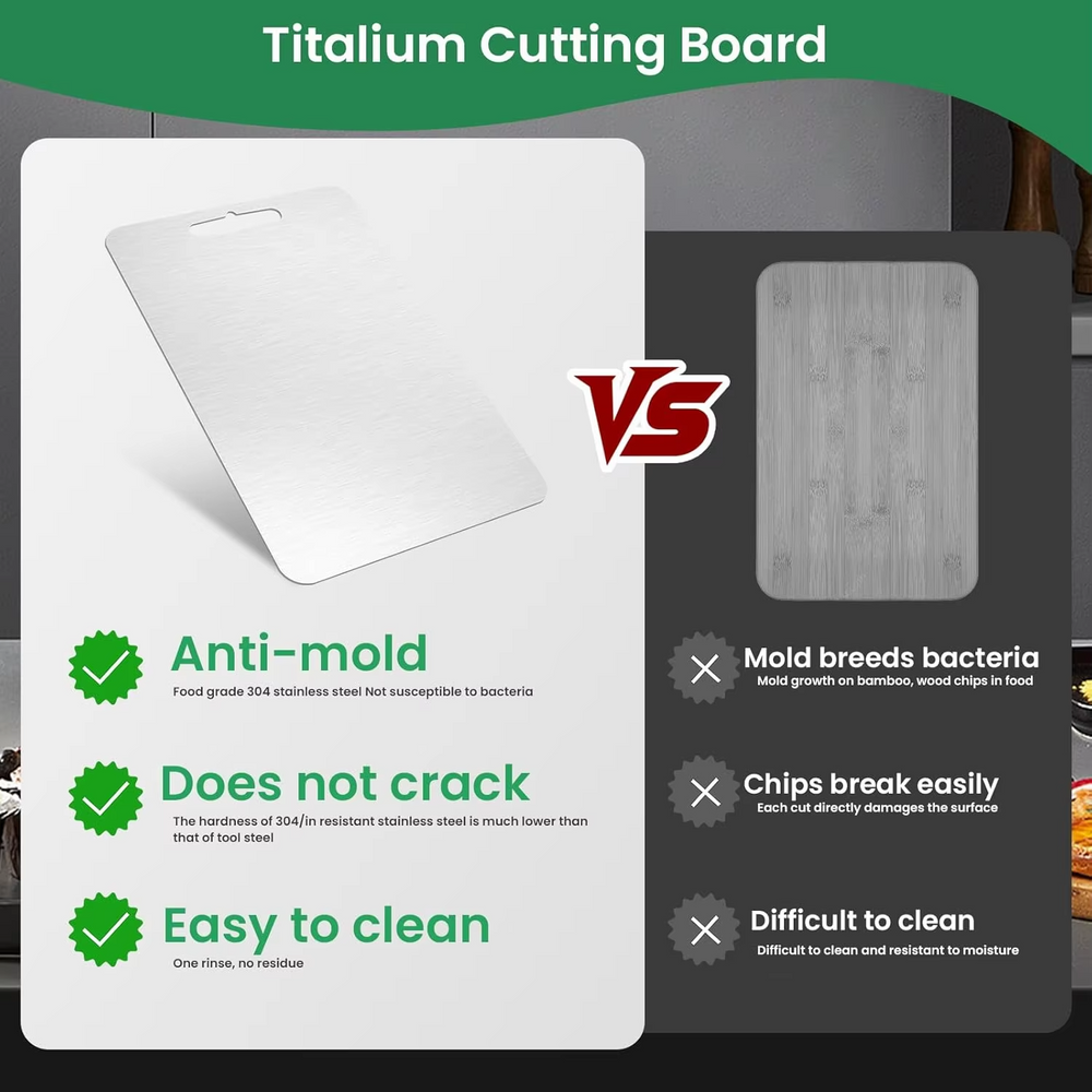 Kitchen Stainless Steel Food Grade Cutting Board (MOQ 10 Pcs)