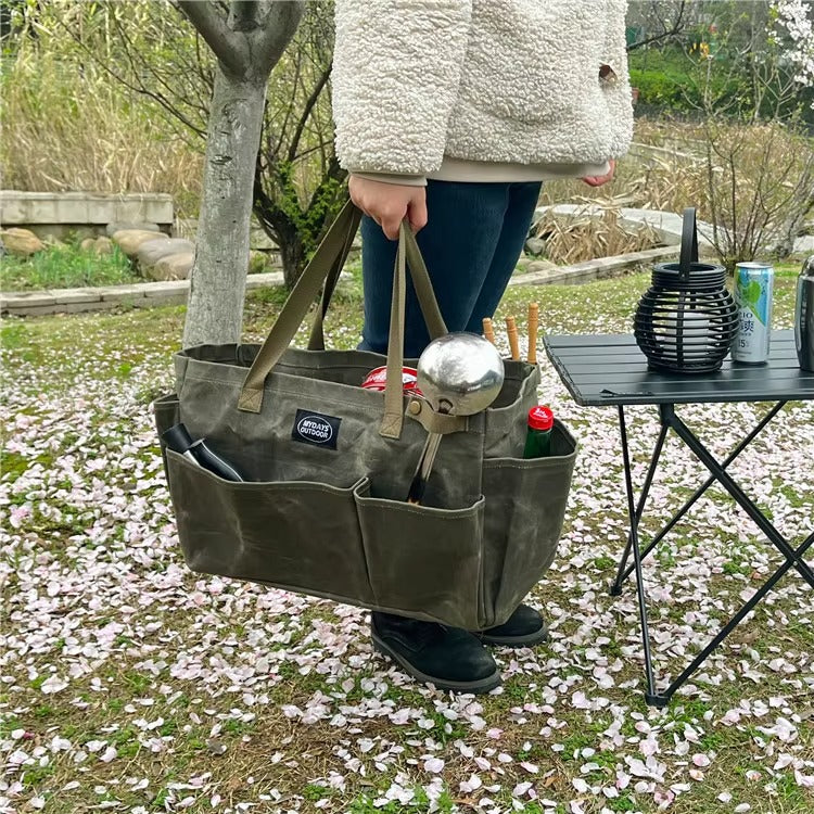 Canvas Waterproof Camping Storage Bag Organizers With Pockets