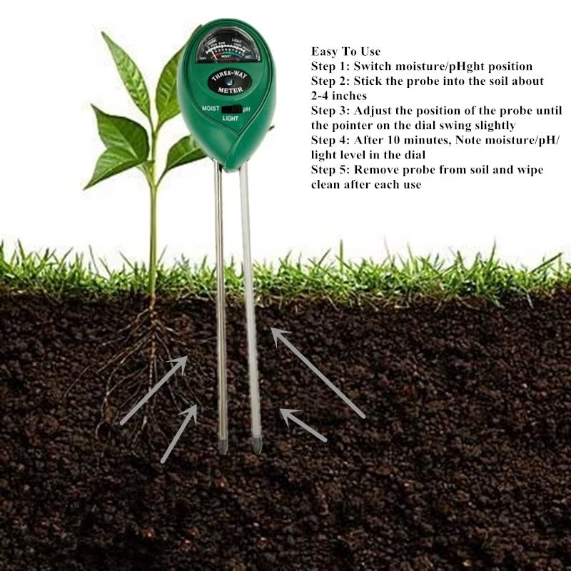 Soil Moisture Meter, Upgraded Stainless Steel Probe Soil pH