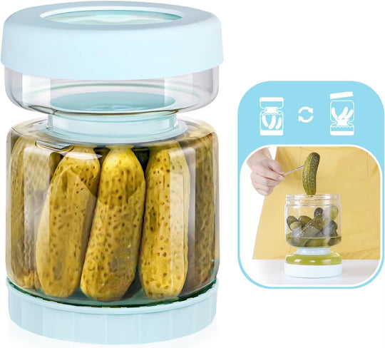 Glass Kraut Juice Separator Jar-Leakproof Airtight Lid, Hourglass Food Storage Flip Jar