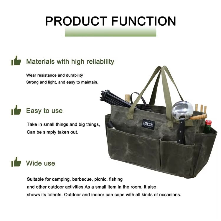 Canvas Waterproof Camping Storage Bag Organizers With Pockets