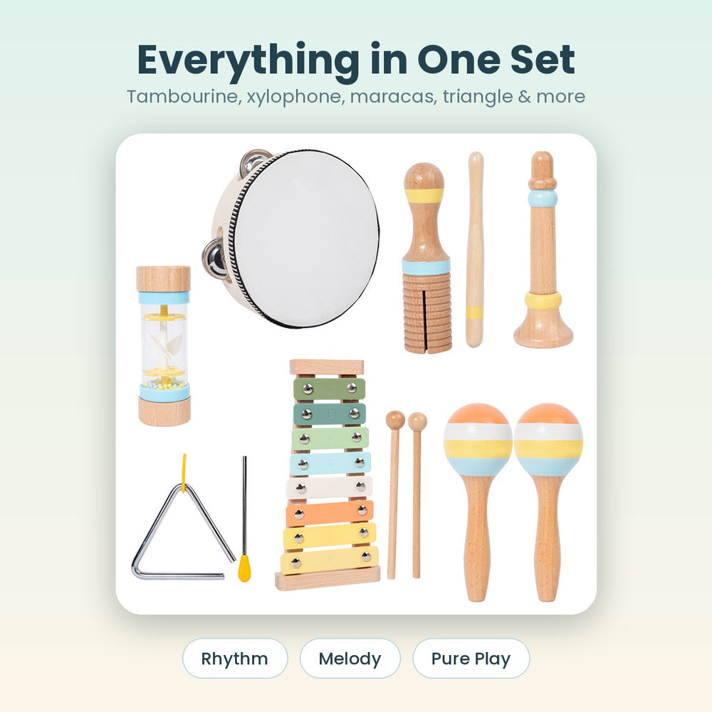 Everything in one wooden percussion set