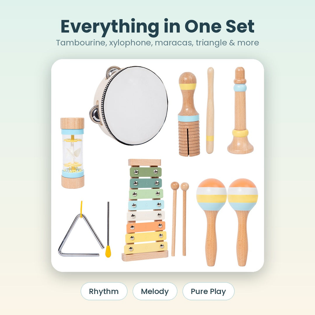 Everything in one wooden percussion set