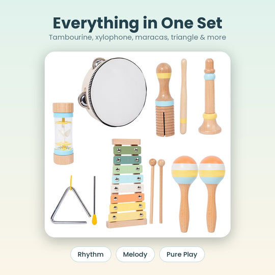 Everything in one wooden percussion set