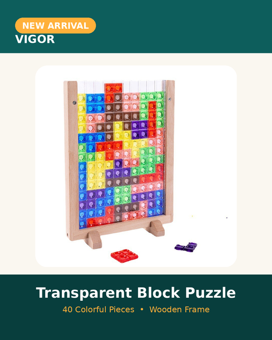 3D Block Puzzle Game, 40 Colorful Pieces, Beechwood Board(MOQ 10 Sets)