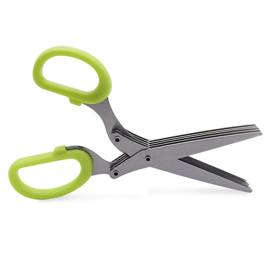 Herb Scissors With 5 Blades and Cover, Cool Kitchen Gadgets for Cutting Shredded Lettuce (10 pack)